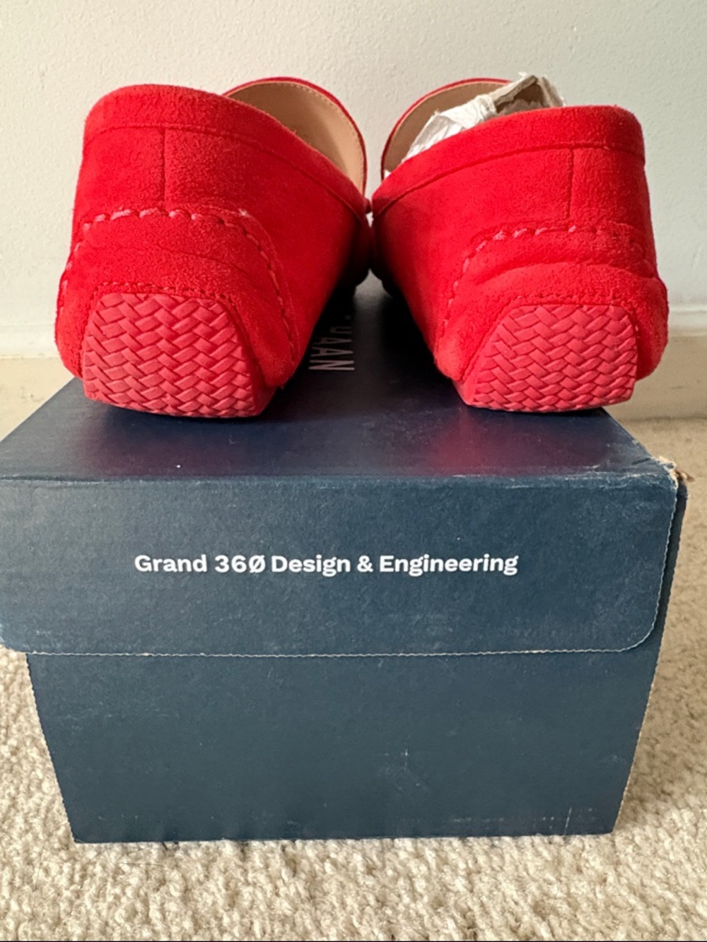Cole Haan Red Suede Slip-On Loafers - Picture 4 of 11